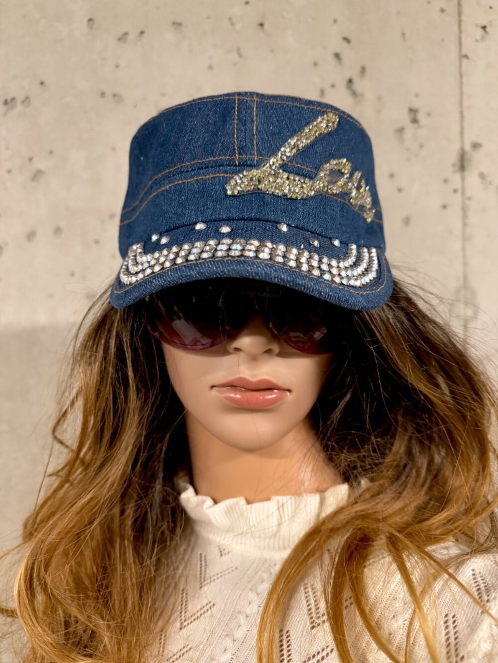NWT David & Young Embellished Denim Newsboy Cap / Hat